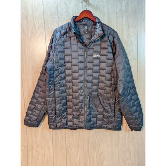 Mountain Hardwear Down Jacket Black Mens XL Full Zip Outdoor Quilted FLAW - Picture 1 of 9